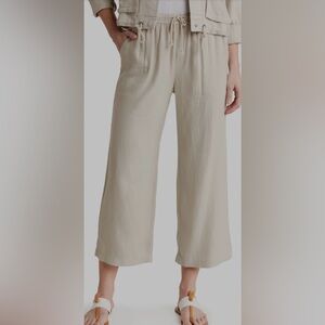 Splendid Sorrento Crop Wide Leg Pants Sz L Drawstring Waist Linen Blend Spring